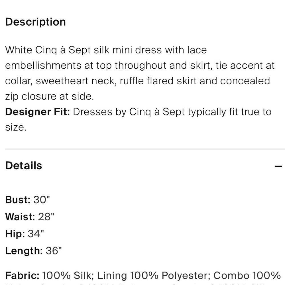 Cinq a Sept Silk Mini Lace Ruffle White Dress - Picture 11 of 13